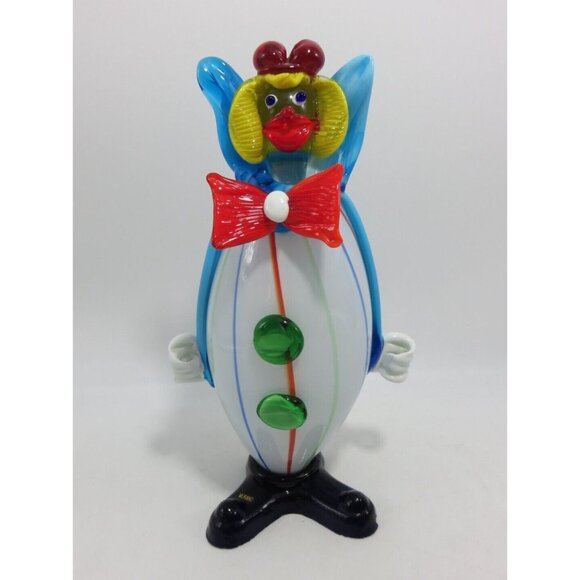 Murano Glass Clown Red Bow Tie and Green Buttons 11" Tall Vintage Italy - Picture 6 of 10